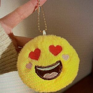 Heart Eyes Emoji Plush Keychain - Yellow
